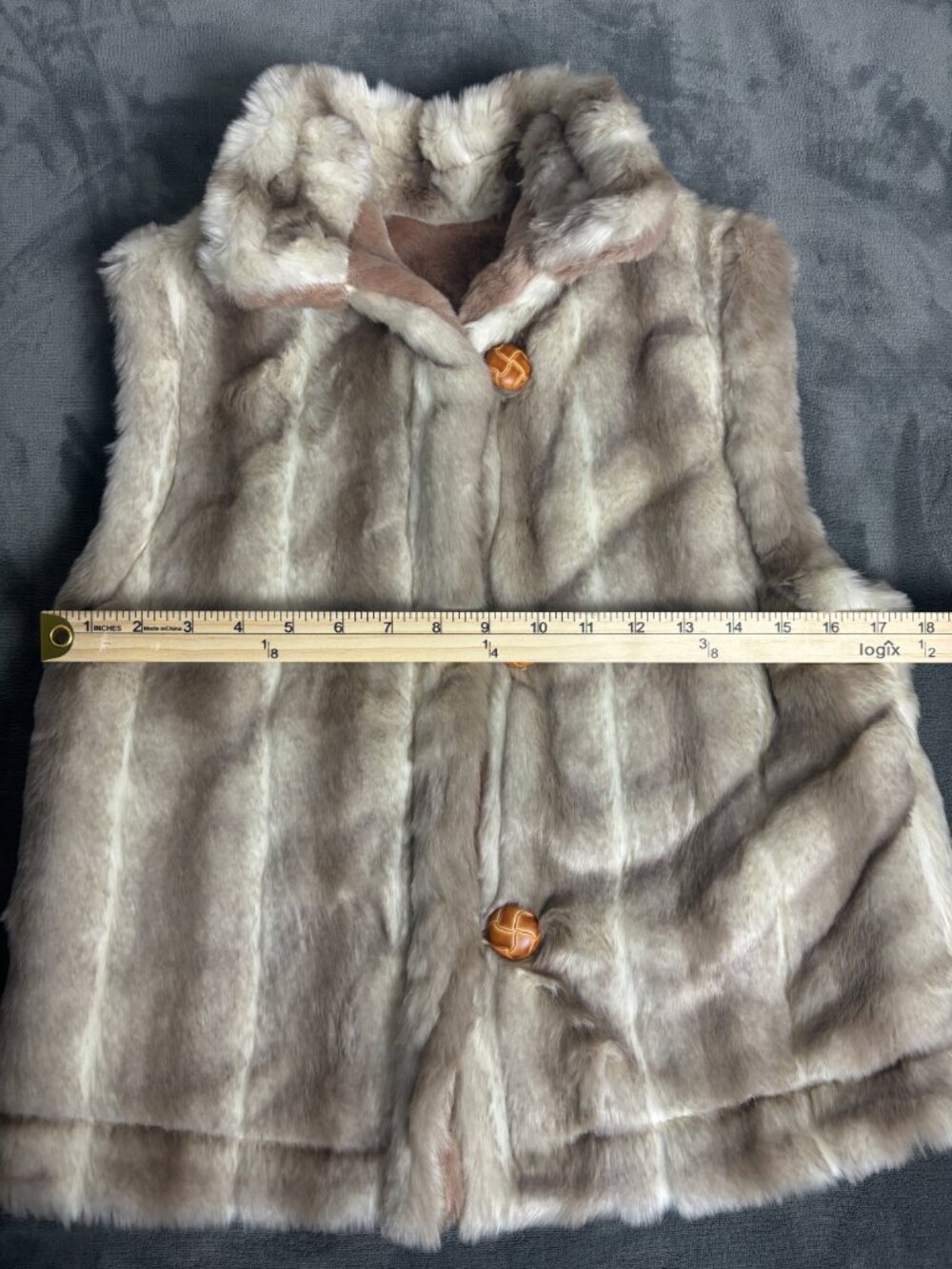Women's Faux Fur Vest Taupe Beige Plush Mob Wife Y2K Après Ski Boho Luxe - Picture 4 of 6
